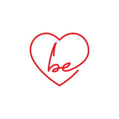 Heart and lowercase Letter BE Logo Design 001