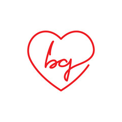Heart and lowercase Letter BG Logo Design 001