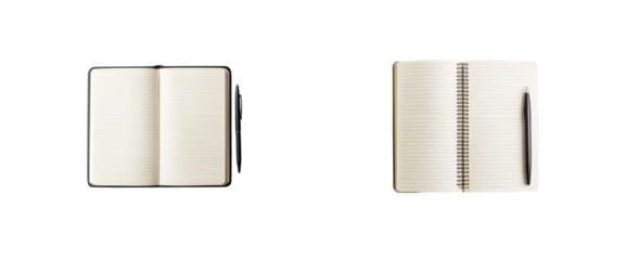 Two notebooks on a transparent background ready for writing tasks