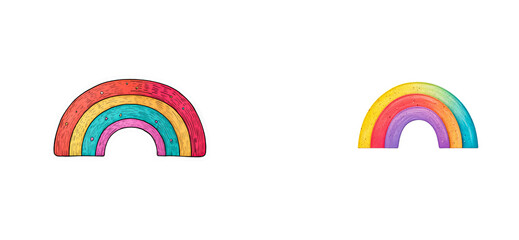 Rainbow sticker designs, colorful artwork on black background, cut out transparent