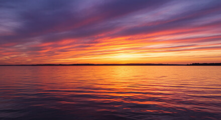 Obraz premium Golden Sunset Over the Sea . Stunning Background for Design Projects. A Beautiful and Calm Backdrop