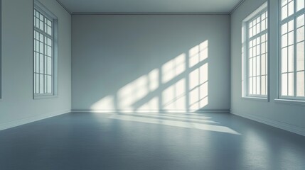 Fototapeta premium Empty Modern Room with Sunlight Streaming Through Windows