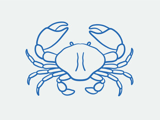 Hand-drawn crab Illustrations. Line art, ink, minimalist style. Vector illustration. Summer collection.
