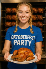 Celebrating oktoberfest with delicious food and laughter at a festive gathering