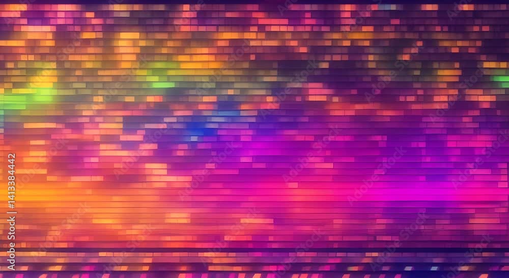 Poster abstract pixel retro 8bit neon pink rgb video game glitch noise texture square tiles animated retro 