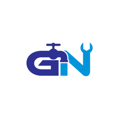 Obraz premium Letter G and N Plumber Logo Vector 001