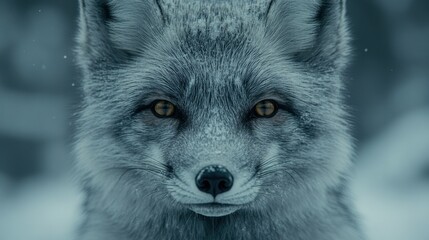 Fototapeta premium Winter fox close-up, snowy