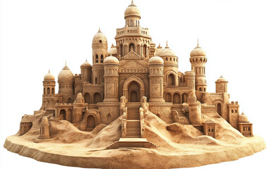 A Gothic-Inspired Sandcastle Isolated on transparent background.