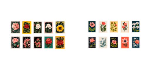 Floral illustrations on transparent background for design use