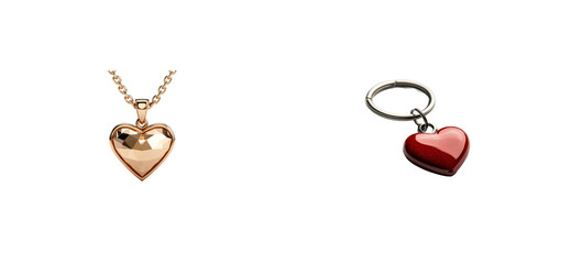 Heart shaped pendant and keychain on a transparent background