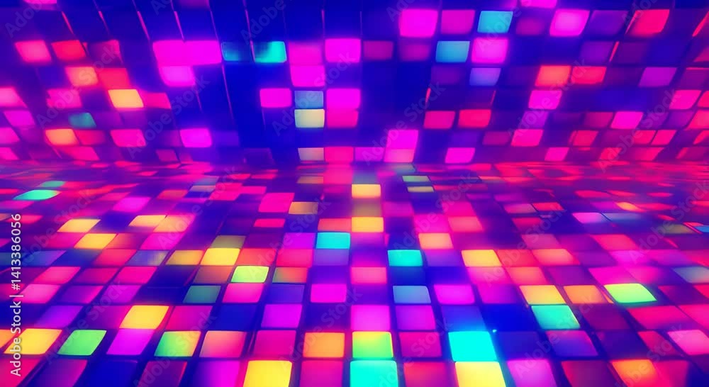Poster abstract pixel retro 8bit neon pink rgb video game glitch noise texture square tiles animated retro 