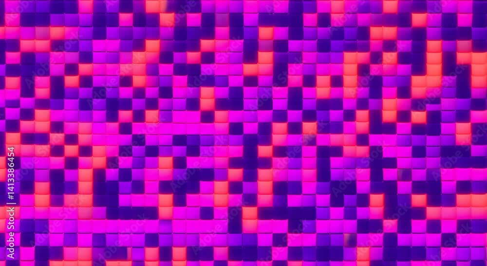 Poster abstract pixel retro 8bit neon pink rgb video game glitch noise texture square tiles animated retro 