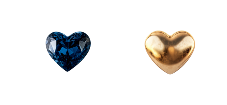 Two heart shaped objects are presented side by side