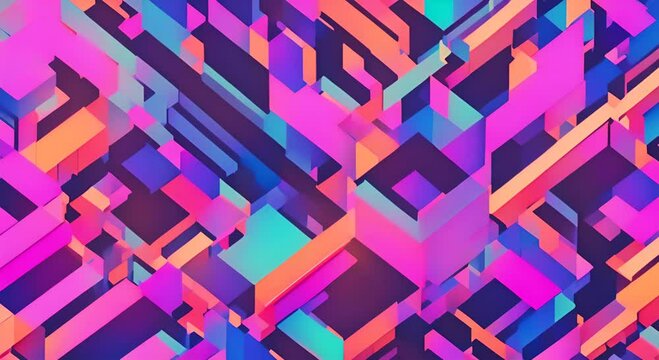 Abstract geometric background 80s 90s Y2K 2000s lo fi 8 bit pixel retro style Modern grunge brutalism anti design geometrical shapes Animated seamless looped retro video game pixelated pattern 4K