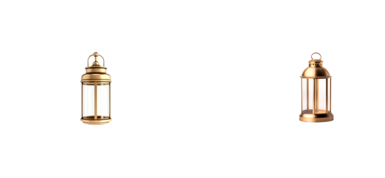 Elegant vintage lanterns with transparent design and golden finish