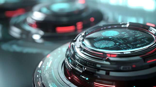 A blue and red object with a fingerprint on it. Generated using AI.