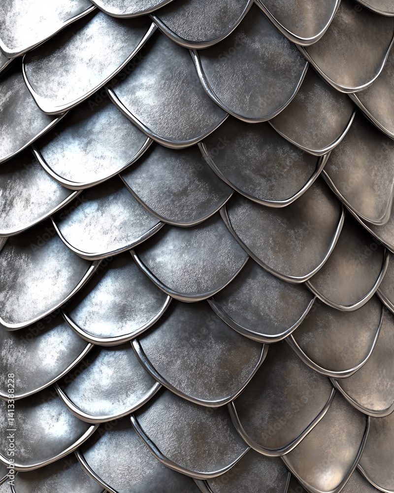 Poster overlapping metallic scales texture