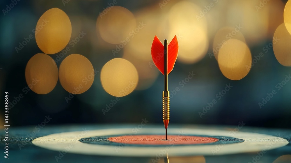 Aufkleber red dart in bullseye of dartboard