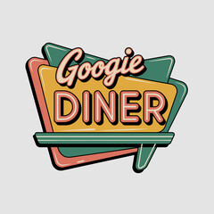 Googie Style Retro Diner Sign Clipart