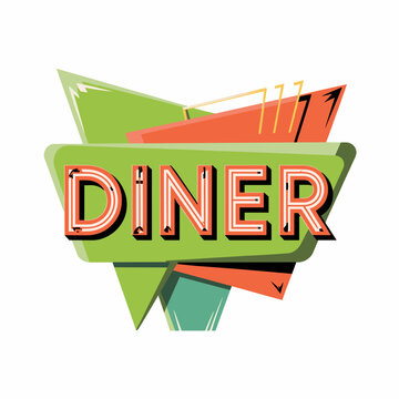 Googie Style Retro Diner Sign Clipart