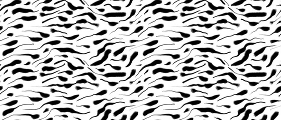 Seamless abstract geometric pattern. Background in black, white. Illustration. Lines, meanders. Design for textile fabrics, wrapping paper, background, wallpaper, cover.