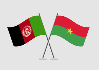 Afghanistan and Burkina Faso vector flags with realistic pole detail