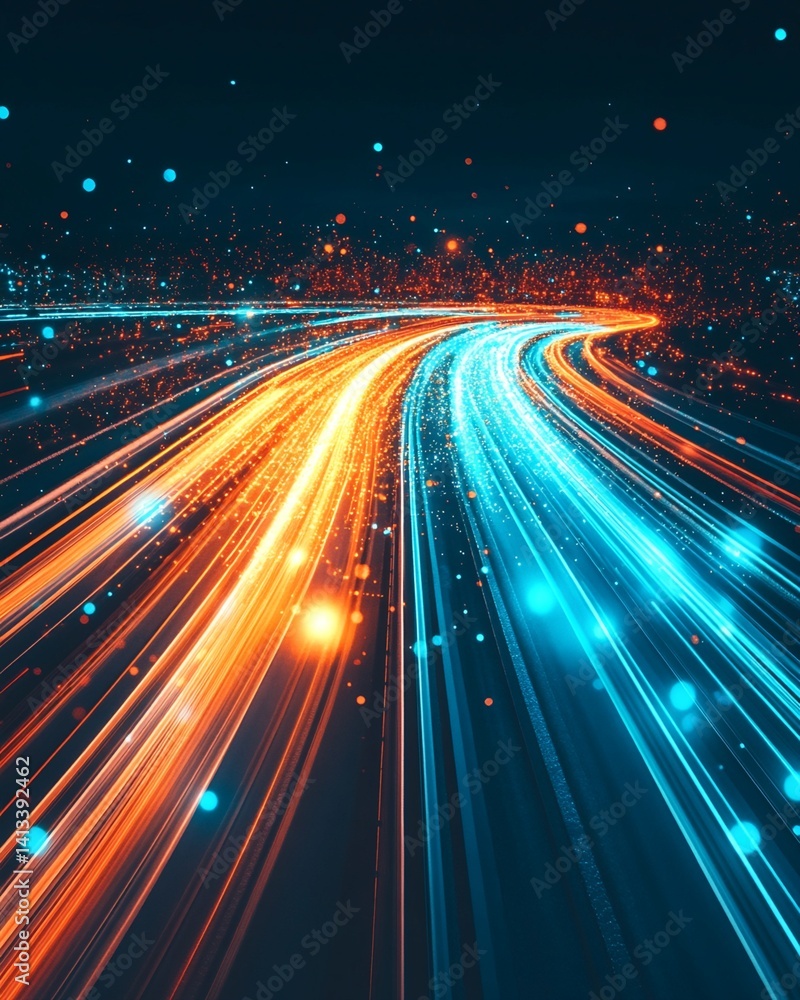 Poster abstract image of converging and diverging light streaks