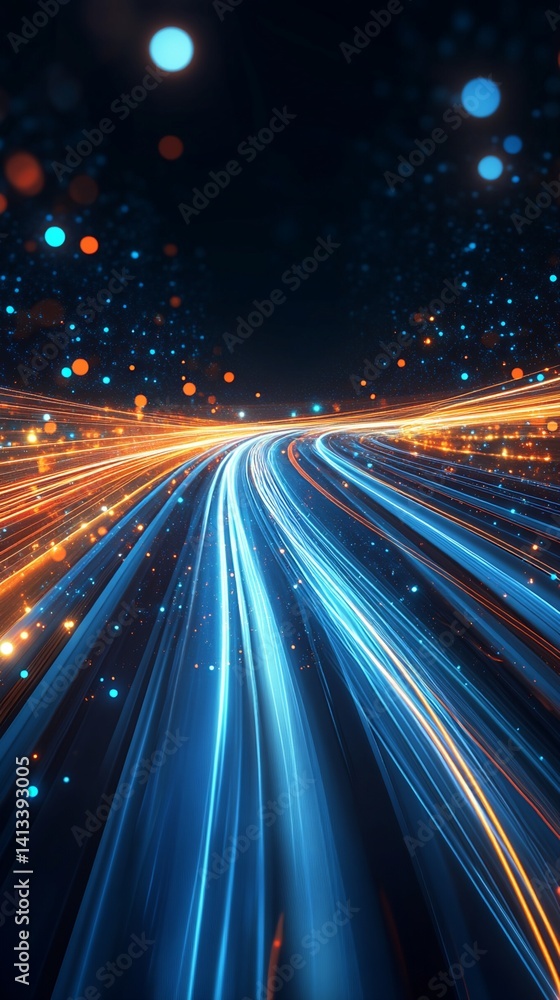 Poster abstract representation of light trails and bokeh