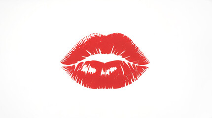 Obraz premium Detailed red lipstick print on white background for beauty and romantic themes