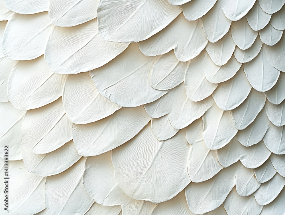 Poster arrangement of overlapping artificial feathers