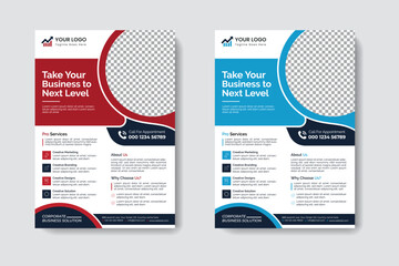 Corporate business flyer template design set with red,blue,
