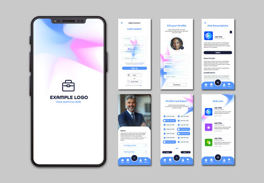 Colorful Modern Mobile Job Hunting App Layout