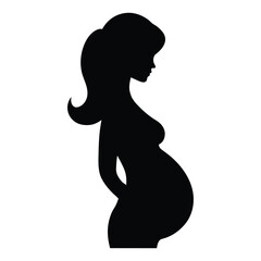 pregnant woman profile holding her belly tenderly