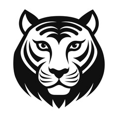 Tiger Head Silhouette – Wild Animal Vector Art on White Background