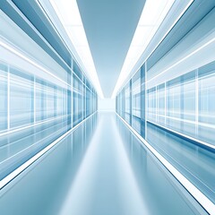 Obraz premium Futuristic Blue Corridor Abstract Digital Art