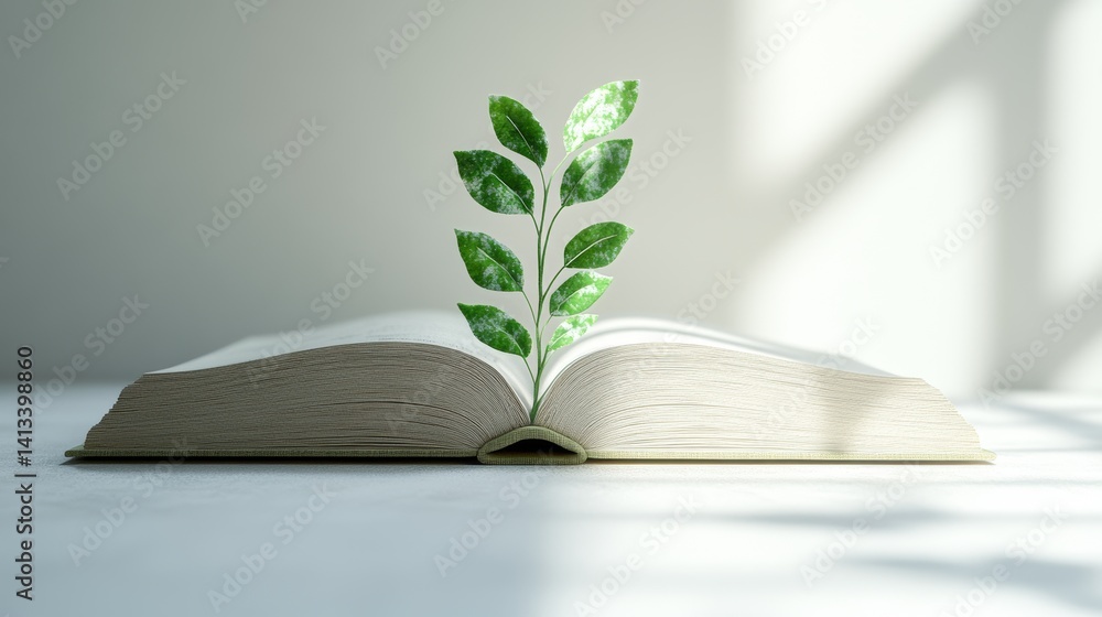 Poster an open book and a green tree come together in a vibrant icon, representing the fusion of learning a