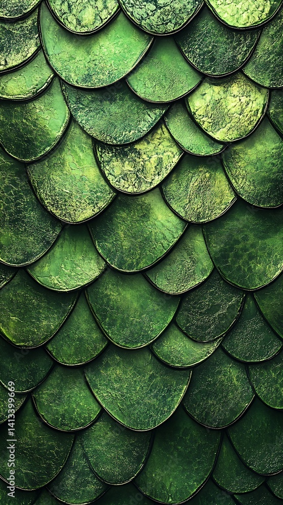 Poster dark green textured scale pattern