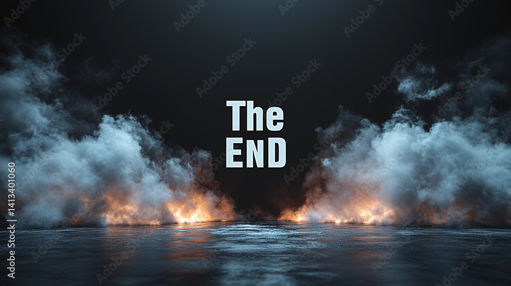 Aufkleber smoke and fire abstract background with the end text graphic design creates a dramatic and impactful