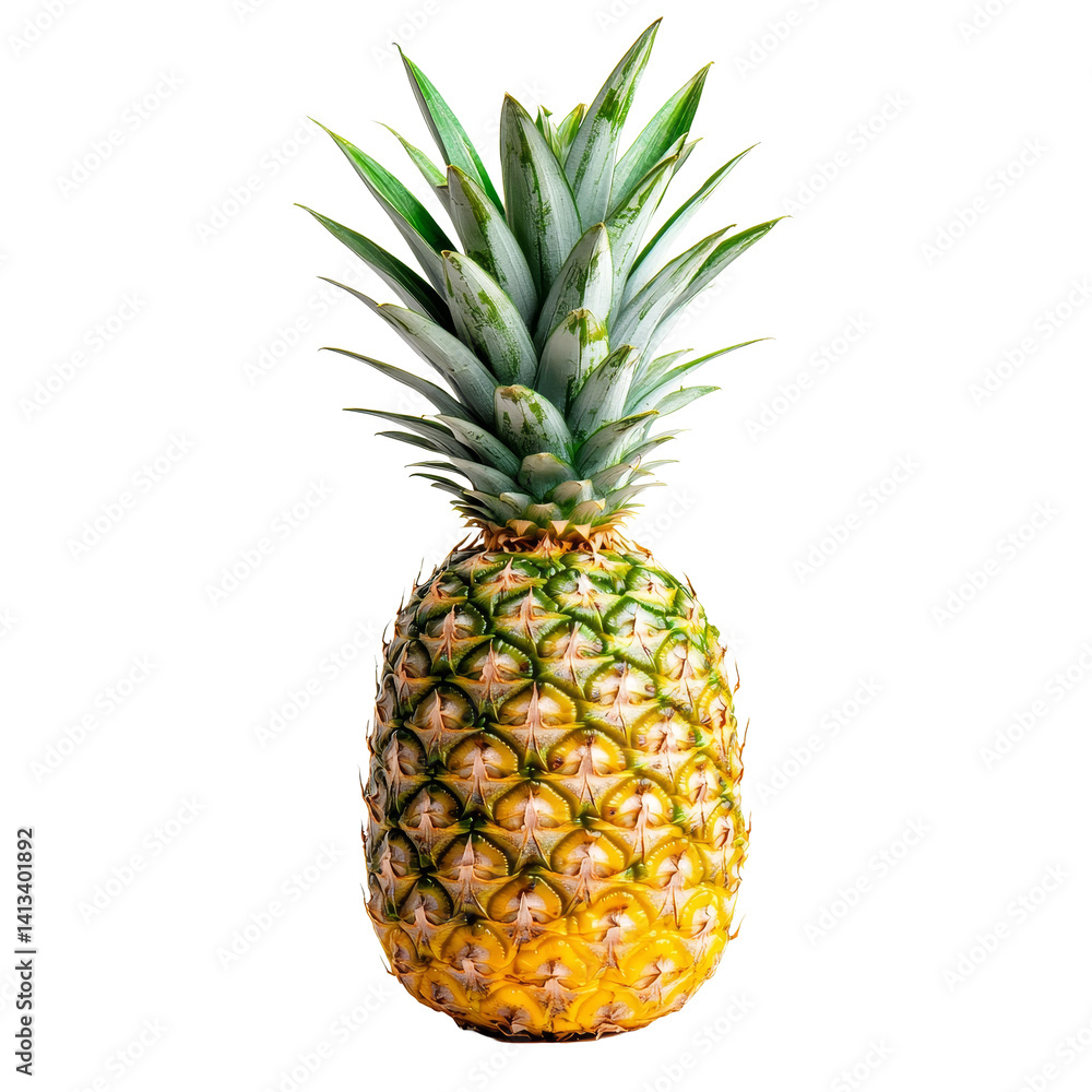Poster fresh pineapple displayed on a pristine transparent background for a vibrant and appealing culinary 