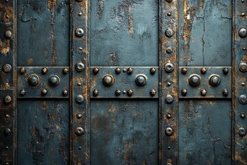 Fototapeta premium Close up of weathered and rusty metal plates with rivets