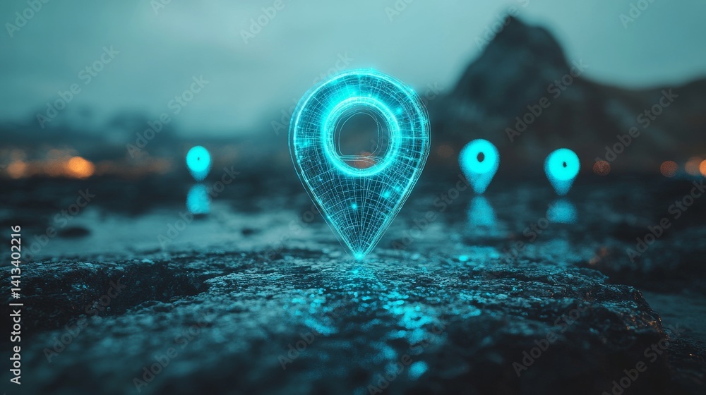 Poster an intricate web of connected elements on an uneven surface, signifying the flow of information or d