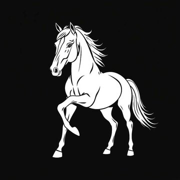 Schwarz-wei&szlig;e Illustration eines stolzen Pferdes im klassischen Stil &ndash; elegant und kraftvoll zugleich.