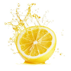 Fresh lemon slices create a vibrant juice splash on a clean transparent background in a bright, refreshing display, Fresh grape juice splash on transparent background