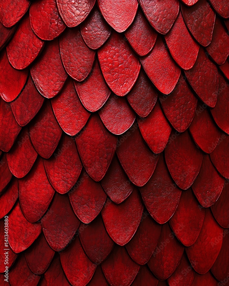 Poster image of dark red overlapping scales texture