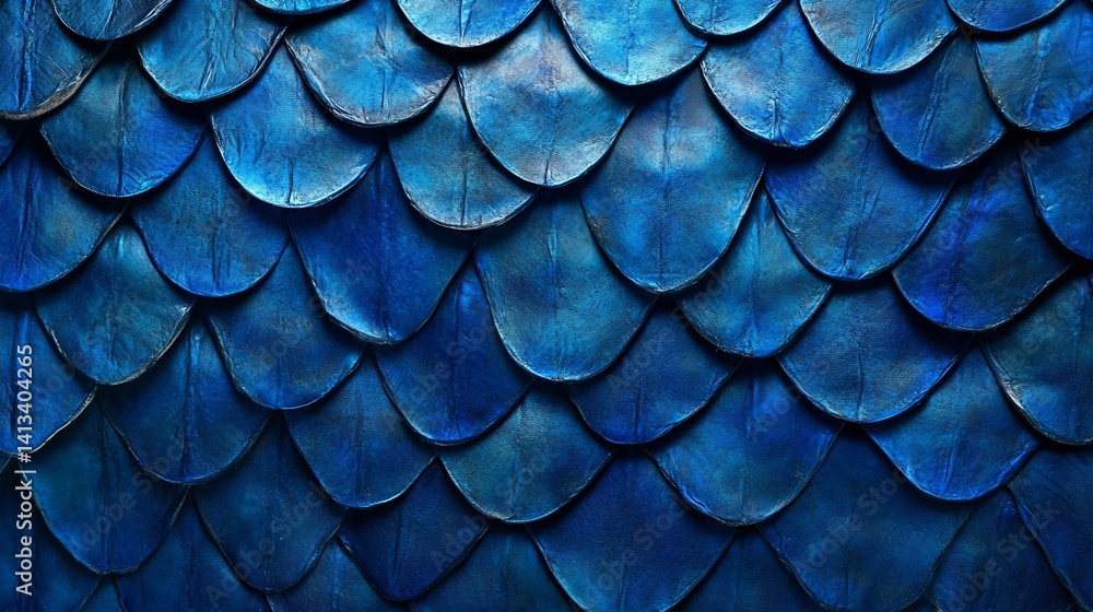 Poster image of overlapping dark blue scale-like elements