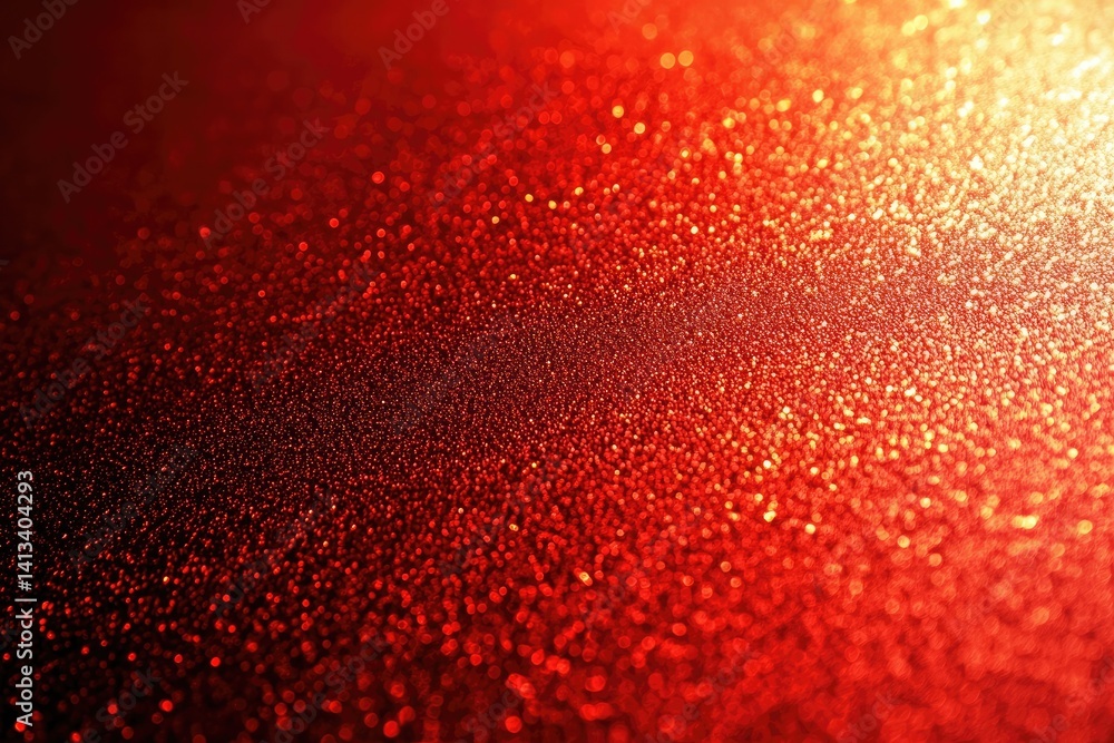 Poster sparkling red texture backdrop, festive glittering effect, abstract bokeh light design
