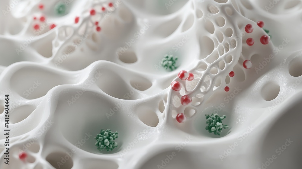 Poster red, white, and green lines combine to create an abstract 3d wave pattern