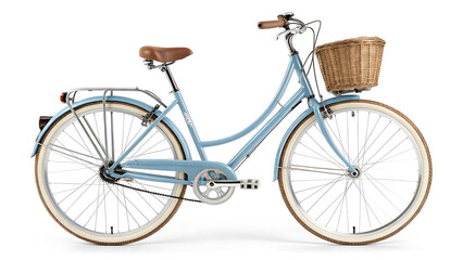 Stylish womens blue bicycle isolated on white background