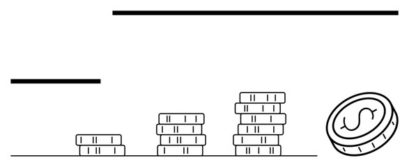 Stacked coins in increasing order symbolize financial growth, investment, savings, and economic progress. Ideal for finance, business, wealth, growth strategy, economy budget simple landing page