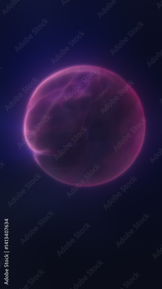Poster mysterious glowing orb with soft translucent texture floating in a deep cosmic space background